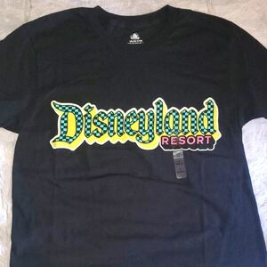 Disney Black Tee with Colorful Checkered Disneyland Logo Size Small